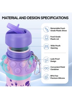 GNAFOTU Collapsible Water Bottle for Kids, Foldable BPA Free Leakproof Silicone Bottle with Cupcake Design, Portable Sports Kids Collapsible Cup, Perfect for Sports, School & Outdoor Activities  - Image 3