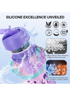 GNAFOTU Collapsible Water Bottle for Kids, Foldable BPA Free Leakproof Silicone Bottle with Cupcake Design, Portable Sports Kids Collapsible Cup, Perfect for Sports, School & Outdoor Activities  - Image 2