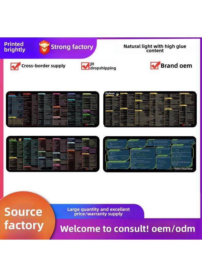 Generic - Java Language For Mouse Pad OfficeExcel Shortcut Keys Large Desk Pad Programming Order-Color:400*900*3MM-Pattern:Excel Spreadsheet Shortcut Keys - Image 1