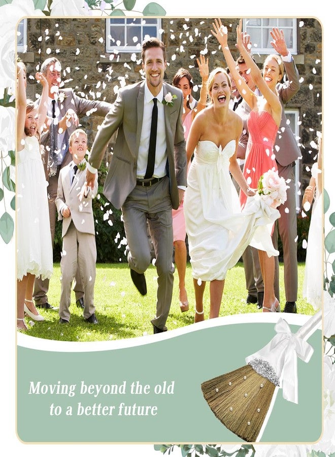 Quaocens Wedding Brooms for Jumping Ceremony,White Whisk Broom Wedding Broom with White Ribbon and Faux Pearls,Whisk Broom Jumping The Brooms for Wedding DIY Wedding Ceremony Crafts - Image 4