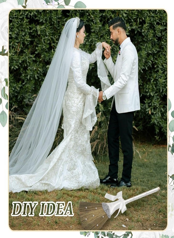 Quaocens Wedding Brooms for Jumping Ceremony,White Whisk Broom Wedding Broom with White Ribbon and Faux Pearls,Whisk Broom Jumping The Brooms for Wedding DIY Wedding Ceremony Crafts - Image 5