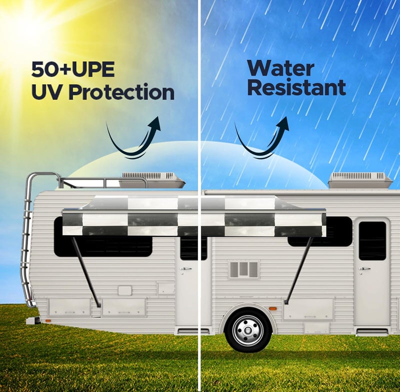 SunWave - RV Awning Fabric Replacement | RV Electric Camper Awning | Premium Vinyl RV Canopy | Awning (Checkered Pattern, 21’ (Fabric Width 20’2”)) - Image 4