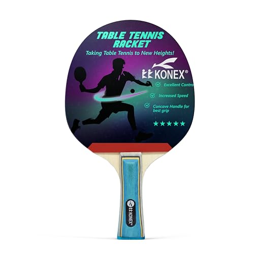 Konex Table Tennis Bat for Beginners & Intermediate Players (1pc) | Lightweight, Non Slip Handle with Advanced Rubber Paddle |Ideal for Balanced Spin & Control for Casual Games or Competitive Play - Image 1
