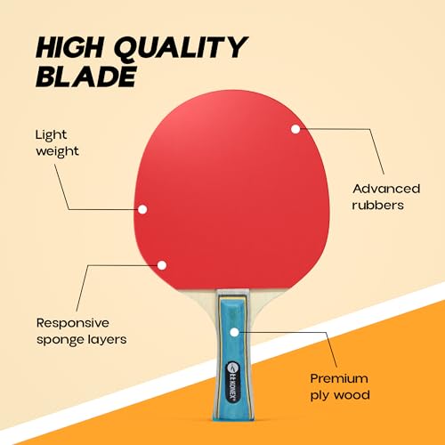 Konex Table Tennis Bat for Beginners & Intermediate Players (1pc) | Lightweight, Non Slip Handle with Advanced Rubber Paddle |Ideal for Balanced Spin & Control for Casual Games or Competitive Play - Image 2