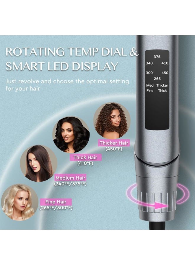 LANVIER Hair Straightener Flat Iron, 2 in 1 Hair Straightener and Curler, Nano Silver Tourmaline Titanium Ceramic Flat Iron, 15s Fast Heating, Rotating Temp Dial, Smart LED, Dual Voltage Hair Styler - Image 4