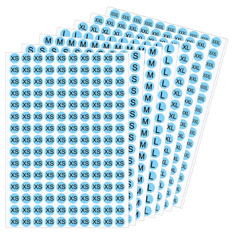 Wisdompro 4200 PCS Clothing Size Stickers, 1/2 inch Round Self Adhesive Apparel Size Labels Stickers for Clothing T Shirt Trousers Skirt Retail, 7 Sizes (XS, S, M, L, XL, XXL, XXXL) - Image 1