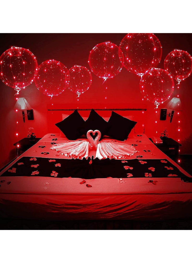 SOLARAE Red LED Light Up BoBo Balloons, Transparent Helium Glowing Balloons with Red LED String Lights, 20" Balloon Decorations for Party Birthday Wedding Festive Red,7 Balloons and 7 String Lights - Image 4