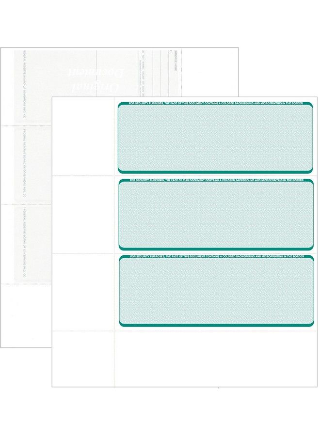 Compuchecks Computer Check Paper Blank Personal Wallet Checks 3 On A Page Compatible With Versa Check Quickbooks Quicken And Any Laser Printer (50 Sheets 150 Checks Green Diamond) - Image 3