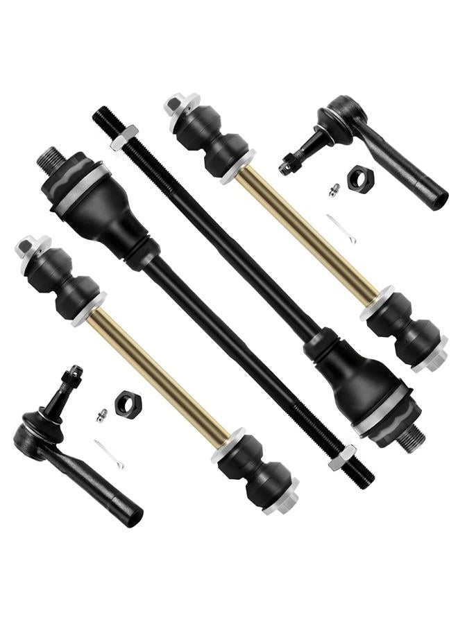 SCITOO 6pcs Suspension Kit 2 Sway Bar Links 2 Outer 2 Inner Tie Rod Ends for Cadillac Escalade EXT for Chevrolet Avalanche 1500 02-06 Silverado 1500 for GMC Sierra 1500 99-06 Tahoe Yukon 01-06 4WD - Image 1