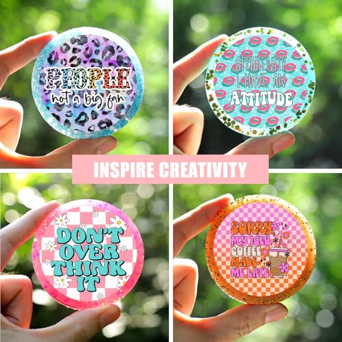 MUBYOK M450 3inch 100pcs Car Freshies Cardstock Cutouts Round for Circles Silicone Molds & Aroma Beads Accessories Supplies, Funny Quote, Positive Quotes, Coffee,Pink bow - Image 5