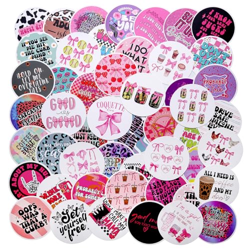MUBYOK M450 3inch 100pcs Car Freshies Cardstock Cutouts Round for Circles Silicone Molds & Aroma Beads Accessories Supplies, Funny Quote, Positive Quotes, Coffee,Pink bow - Image 1