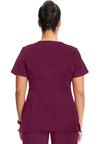 Cherokee Infinity Cherokee Women Nurse Scrubs Top Mock Wrap 2625A, M, Wine - Image 2