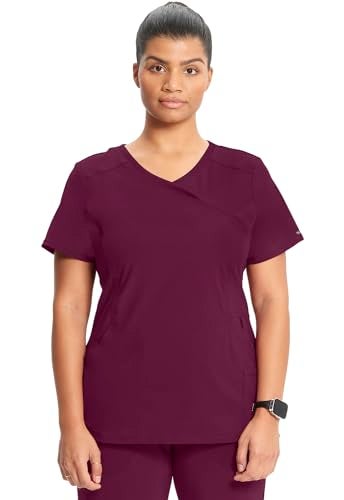 Cherokee Infinity Cherokee Women Nurse Scrubs Top Mock Wrap 2625A, M, Wine - Image 1
