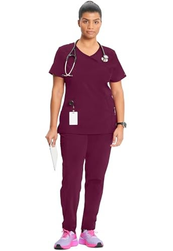 Cherokee Infinity Cherokee Women Nurse Scrubs Top Mock Wrap 2625A, M, Wine - Image 3