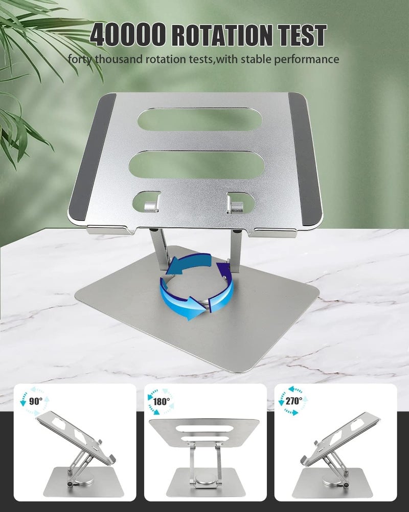 Vortex D086-Silver Laptop Stand Ultimate Cutting-Edge Durable Convenient Secure Cooling Aluminum 360-degree Effortlessly Rotating Innovative Design Comfort and Flexible(Silver) - Image 4