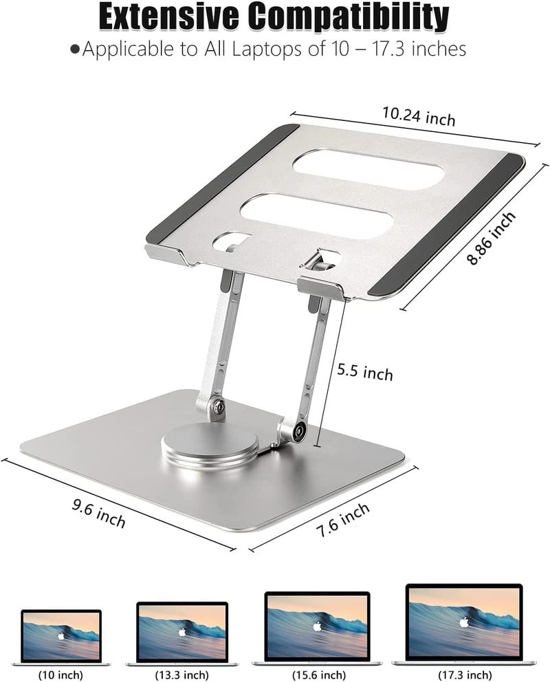 Vortex D086-Silver Laptop Stand Ultimate Cutting-Edge Durable Convenient Secure Cooling Aluminum 360-degree Effortlessly Rotating Innovative Design Comfort and Flexible(Silver) - Image 2