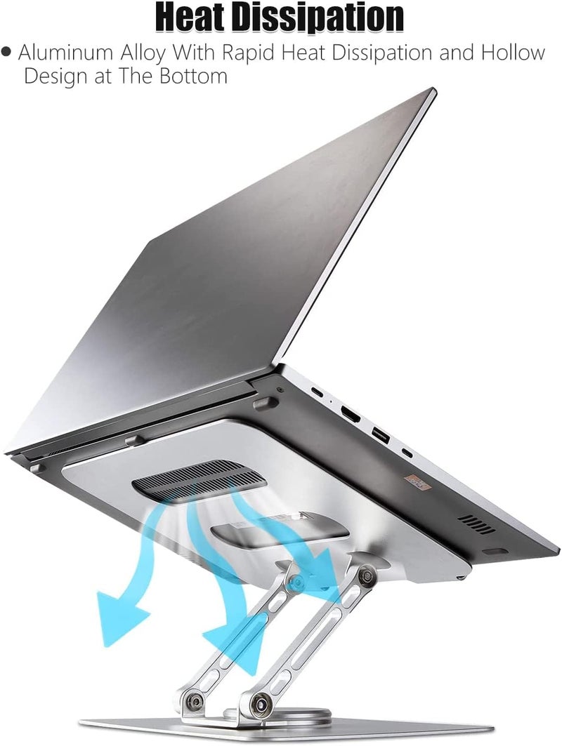 Vortex D086-Silver Laptop Stand Ultimate Cutting-Edge Durable Convenient Secure Cooling Aluminum 360-degree Effortlessly Rotating Innovative Design Comfort and Flexible(Silver) - Image 5