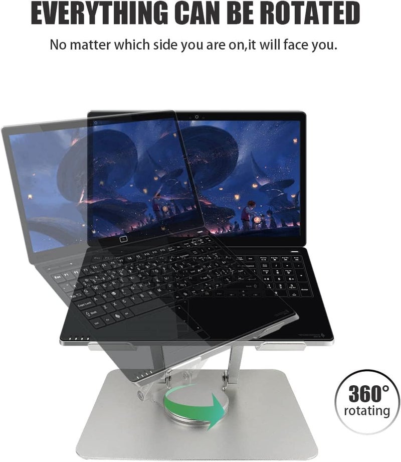 Vortex D086-Silver Laptop Stand Ultimate Cutting-Edge Durable Convenient Secure Cooling Aluminum 360-degree Effortlessly Rotating Innovative Design Comfort and Flexible(Silver) - Image 3