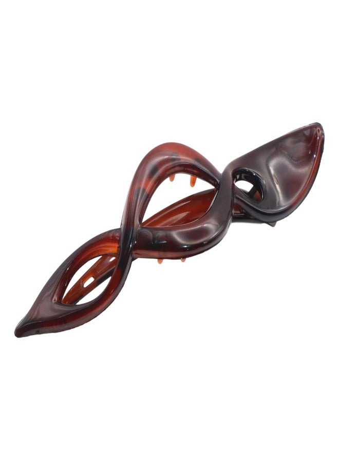 Parcelona French Twist Style Tortoise Shell Salon Hinge Hair Updo Clip Side Slidein Secure Grip Clamp (Shell-Brown) - Image 1