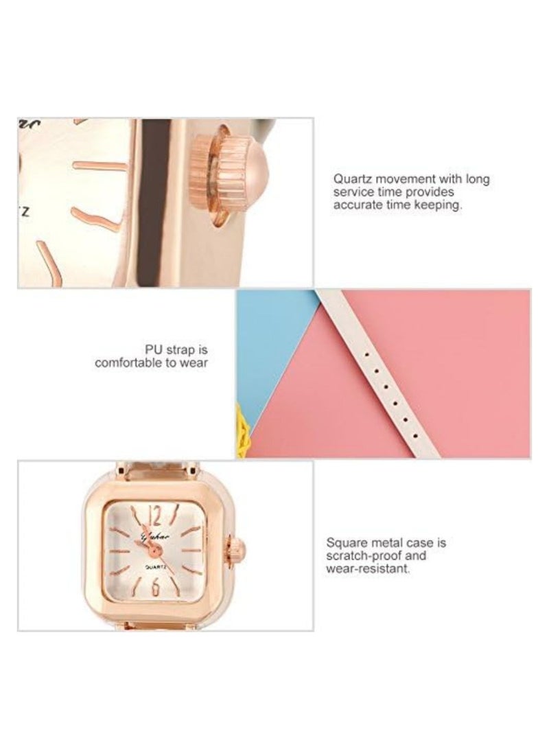 SYOSI Fashionable Female Quartz Wrist Watch, Analog PU Strap Wristwatch Quartz Watch Casual PU Strap Watch Fashion Wristwatch Chic Wristwatch Stylish Timepiece with Elegant Design for Women - Image 2