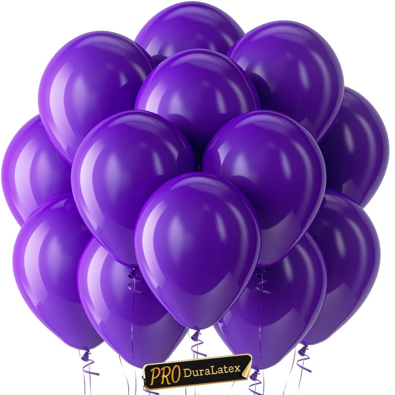 Bezente Pro Duralatex Dark Purple Balloons 100 Pack 12 inch ExtraThick Purple Balloons for LongLasting Professional Party Decorations Large Wedding Graduation Halloween Birthday - Image 3