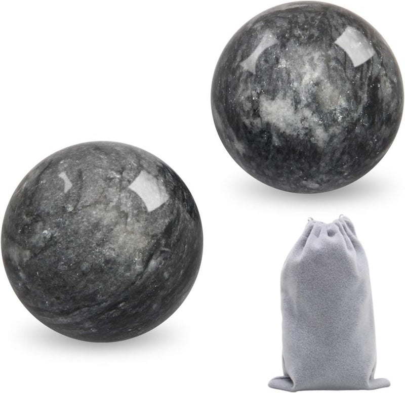 Coolrunner 2 Marble Dark Grey Baoding Balls Chinese Health Stress Relieve Hand Exercise Hand Massage Hand Balls - Image 1