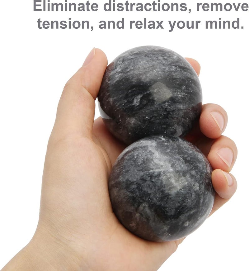 Coolrunner 2 Marble Dark Grey Baoding Balls Chinese Health Stress Relieve Hand Exercise Hand Massage Hand Balls - Image 3