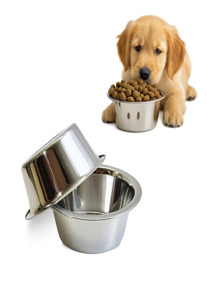 AASPIRE PETS 2-Pack Stainless Steel Cat & Dog Bowls – 8 Oz (1Cup) Each, Heavy Duty Metal Food & Water Dishes for Small Pet Only Puppy Kitten & Birds, Rust Resistant Feeding Replacement Bowl for Floor - Image 1
