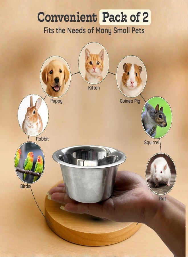 AASPIRE PETS 2-Pack Stainless Steel Cat & Dog Bowls – 8 Oz (1Cup) Each, Heavy Duty Metal Food & Water Dishes for Small Pet Only Puppy Kitten & Birds, Rust Resistant Feeding Replacement Bowl for Floor - Image 4