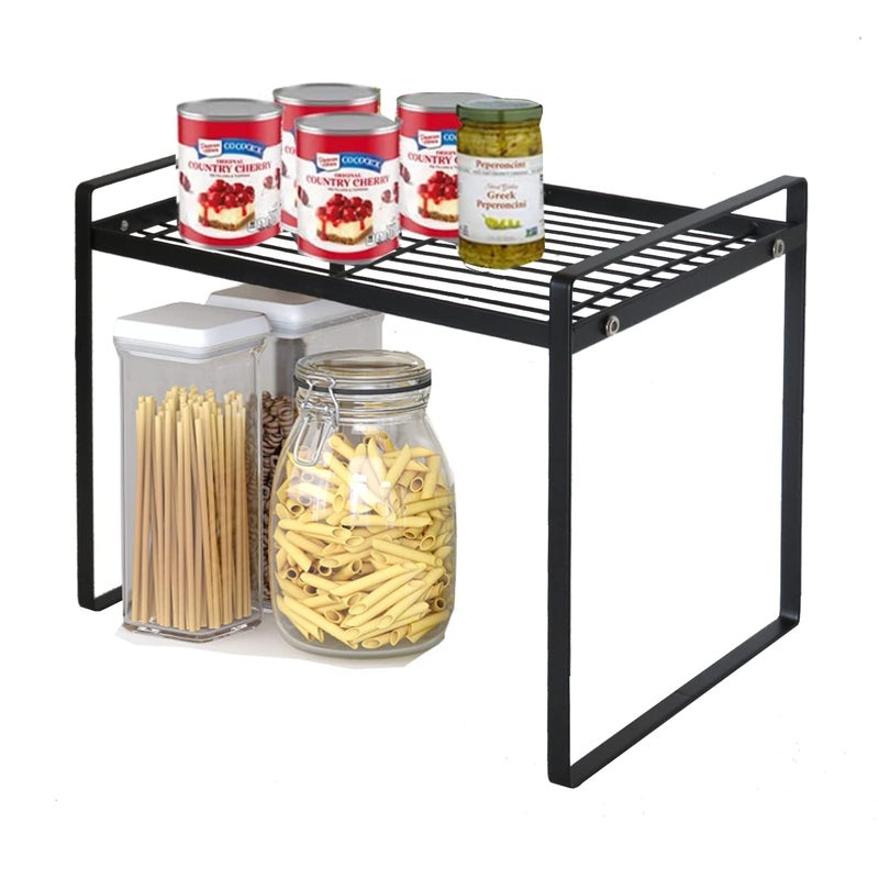 DearyHome Cabinet Shelf 13 Kitchen Counter Shelf Metal Wire Stackable Cupboard Spice Rack Space Saving Countertop Orgainzer and Storage Rack Shelves for Kitchen Pantry Bathroom