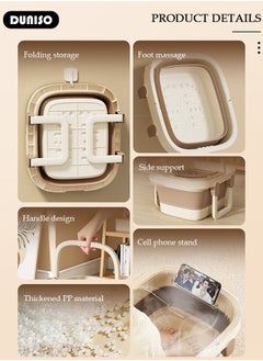 DUNISO Collapsible Foot Bath Basin with Lid and Hidden Handle, Portable Foot Soak Tub with Foot Massager, Folding Foot Tub for Soaking Feet, Pedicure Foot Spa Bucket for Relieving Fatigue And Body Stress, Multifunctional Bucket for Travel, Camping Washing  - Image 2
