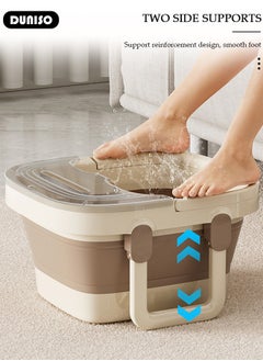 DUNISO Collapsible Foot Bath Basin with Lid and Hidden Handle, Portable Foot Soak Tub with Foot Massager, Folding Foot Tub for Soaking Feet, Pedicure Foot Spa Bucket for Relieving Fatigue And Body Stress, Multifunctional Bucket for Travel, Camping Washing  - Image 3