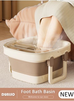 DUNISO Collapsible Foot Bath Basin with Lid and Hidden Handle, Portable Foot Soak Tub with Foot Massager, Folding Foot Tub for Soaking Feet, Pedicure Foot Spa Bucket for Relieving Fatigue And Body Stress, Multifunctional Bucket for Travel, Camping Washing  - Image 1