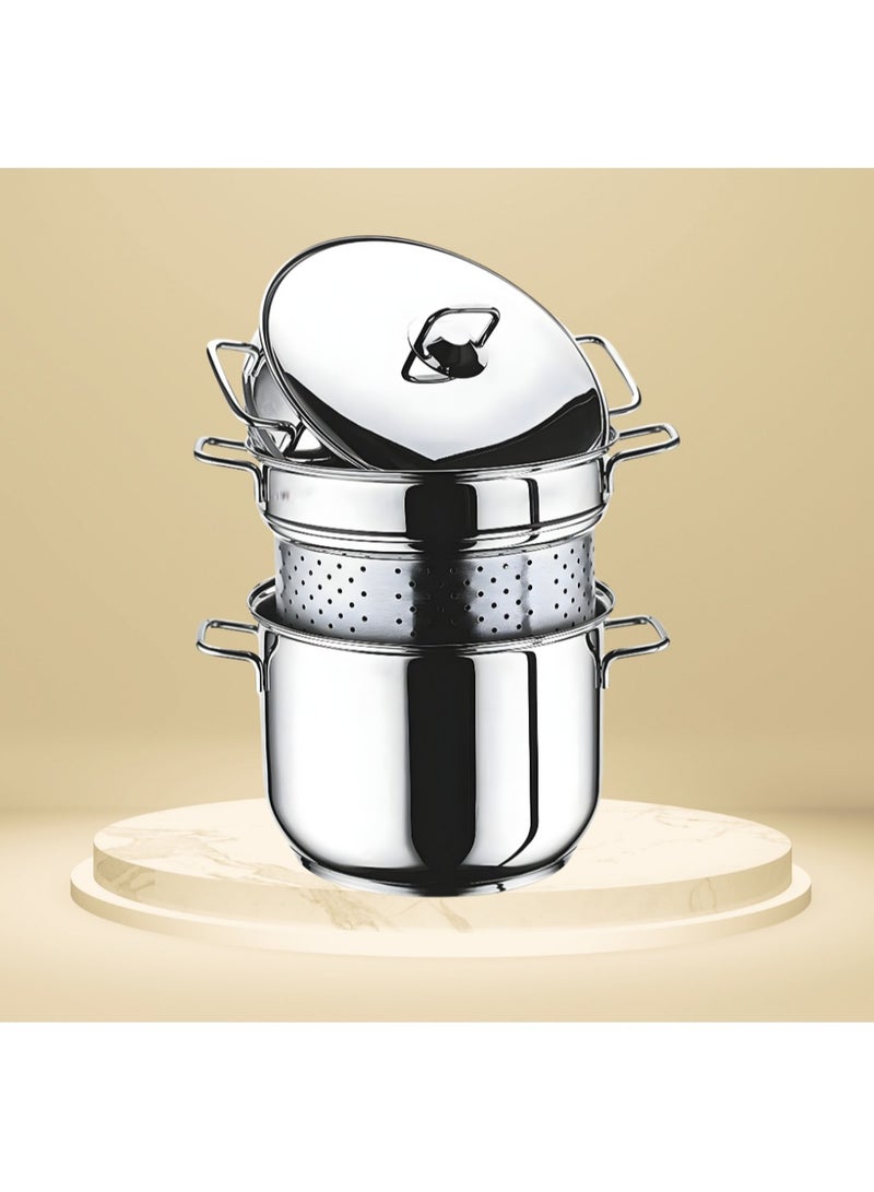 Steam pot and pasta   4 pieces of stainless steel  304  Size 26 cm