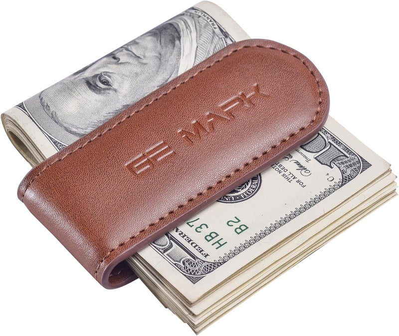 GE MARK Leather Money Clip - Strong Magnets Holds 30 banknotes - for Men - Cash Leather Card Holder - Gift Box - Image 5