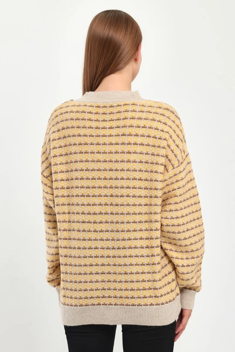 الكسندر جاردي Patterned Half Turtleneck Sweater (B23-5804)