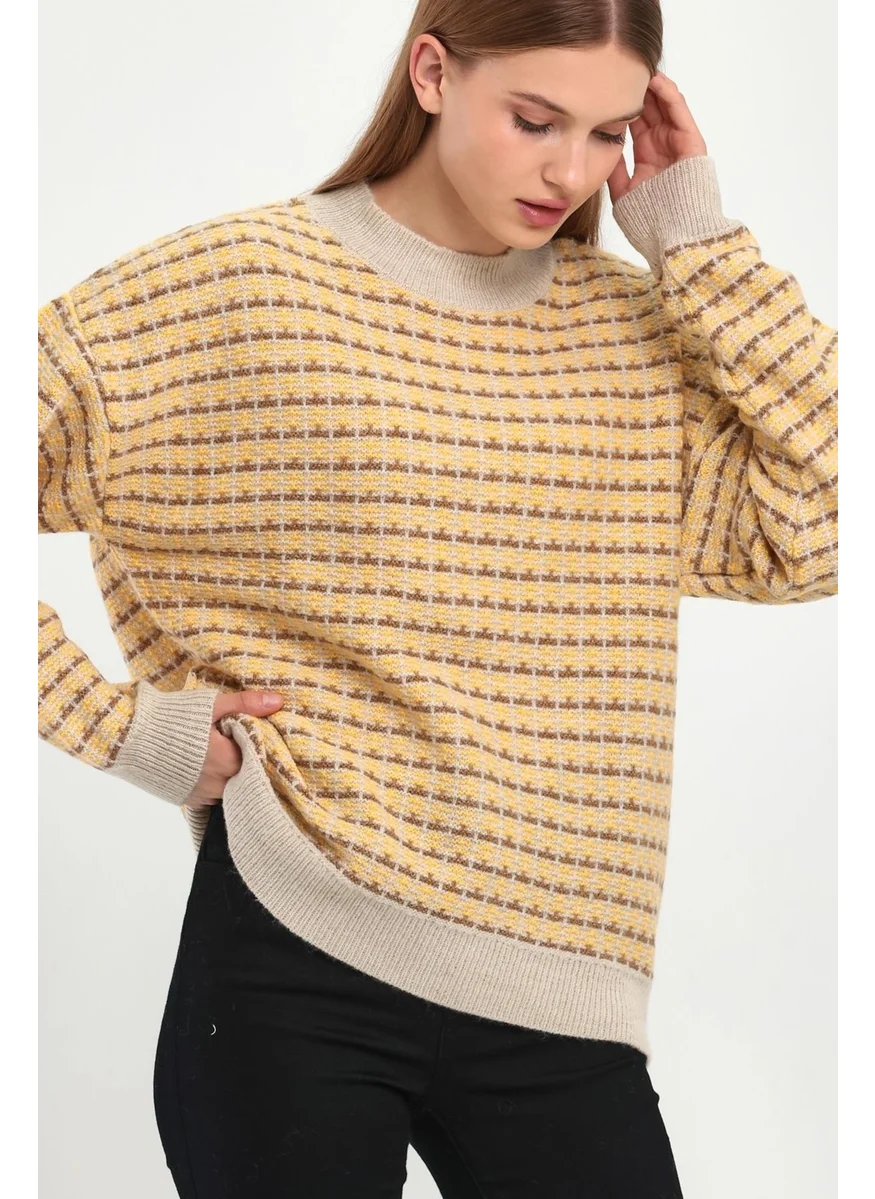Alexandergardi Alexandergardı Patterned Half Fisherman Knitwear Sweater (B23-5804)