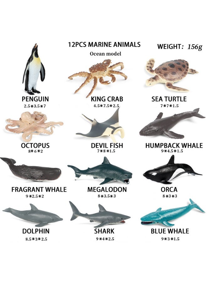 هالامودو مجموعة نموذج الحيوانات البحرية الصغيرة 12 قطعة -صور مخلوقات محيطية واقعية، بما في ذلك البطريق، سرطان الملك، السلحفاة، الأخطبوط، أوركا، القرش، الدلفين الخ، الأطفال تطوير الخيال، ألعاب المحيط البلاستيكية الدائمة، ألعاب الأطفال المعرفية، هدية حفلة المحيط موضوع، هدية عيد الميلاد للأولاد والبنات - Image 1
