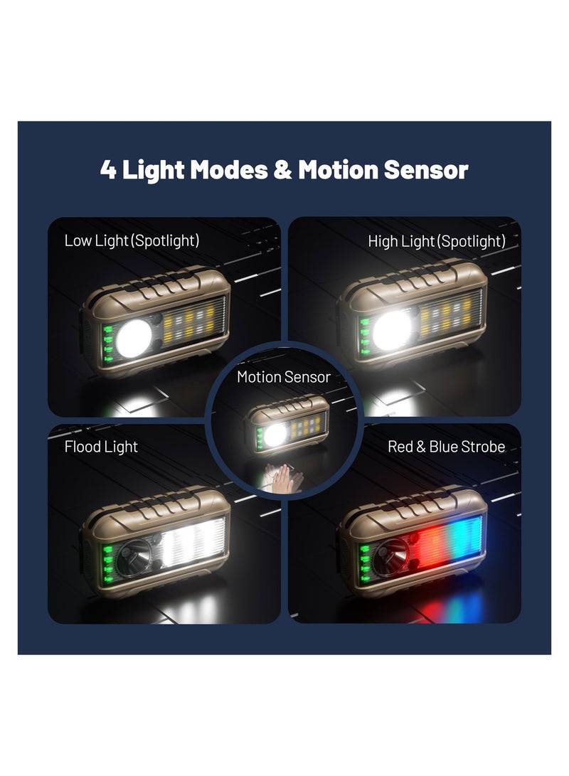 Captaintech LED Rechargeable Headlamp 2 Packs with Motion Sensor 5 Modes and 70 Degree Tilt Ideal for Running Hiking Camping and Outdoor Activities - Image 2