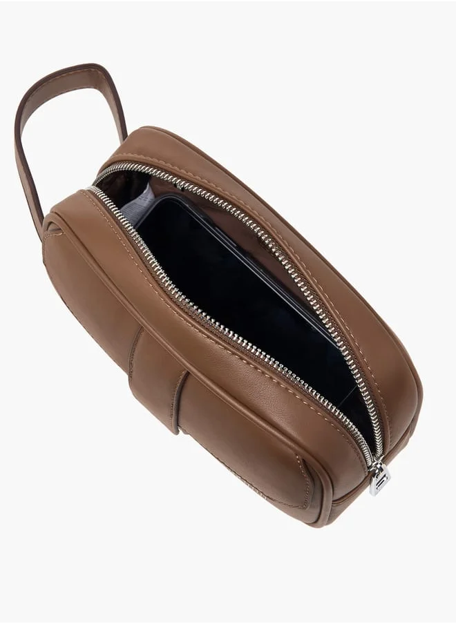 دوتشيني Men Solid Pouch with Wristlet Strap and Zip Closure