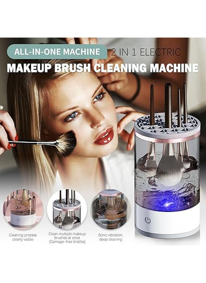 Generic Electric Makeup Brush Cleaner Machine，2 in 1 Cosmetic Brushes Cleaning Tool ，Portable Spinner Washing Blender for All Size Beauty Makeup Brushes Set  - Image 2