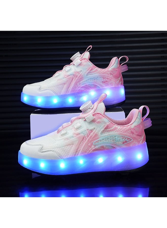 NIBEMINENT Kids Roller Skates Shoes 4 Wheels Roller Shoes Boys Girls Wheel Shoes Roller Sneakers Shoes for Beginner More Balanced  - Image 1
