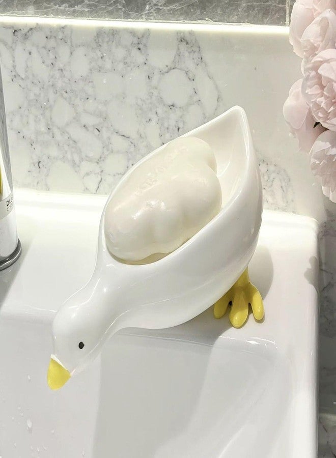 JMC Duck Soap Box Cute Cartoon Duck Shape Self-Draining Soap Dish Open Design Soap Dish for Shower Bathroom Toilet. Pack of 1 - Image 1