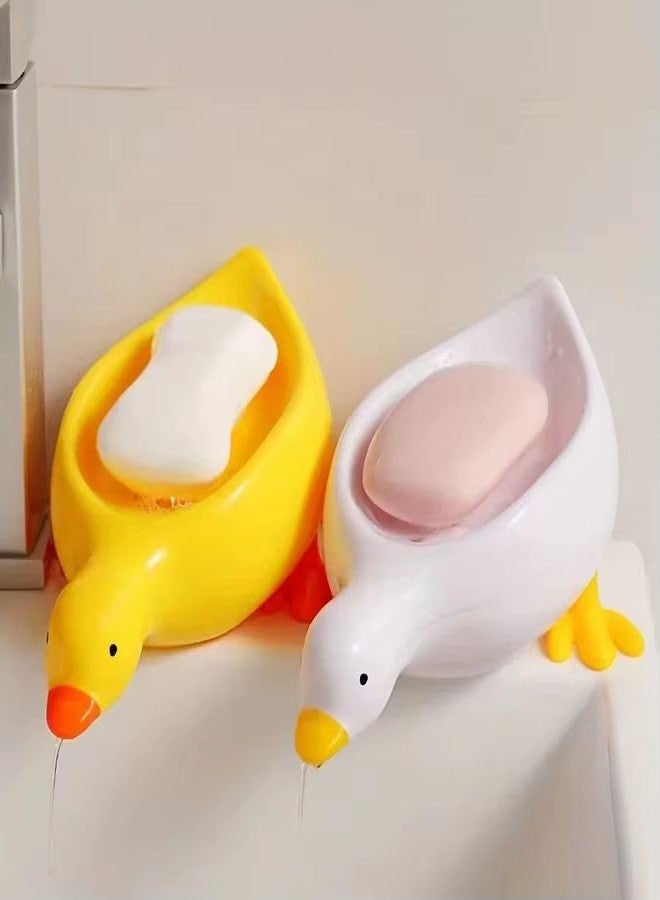 JMC Duck Soap Box Cute Cartoon Duck Shape Self-Draining Soap Dish Open Design Soap Dish for Shower Bathroom Toilet. Pack of 1 - Image 2
