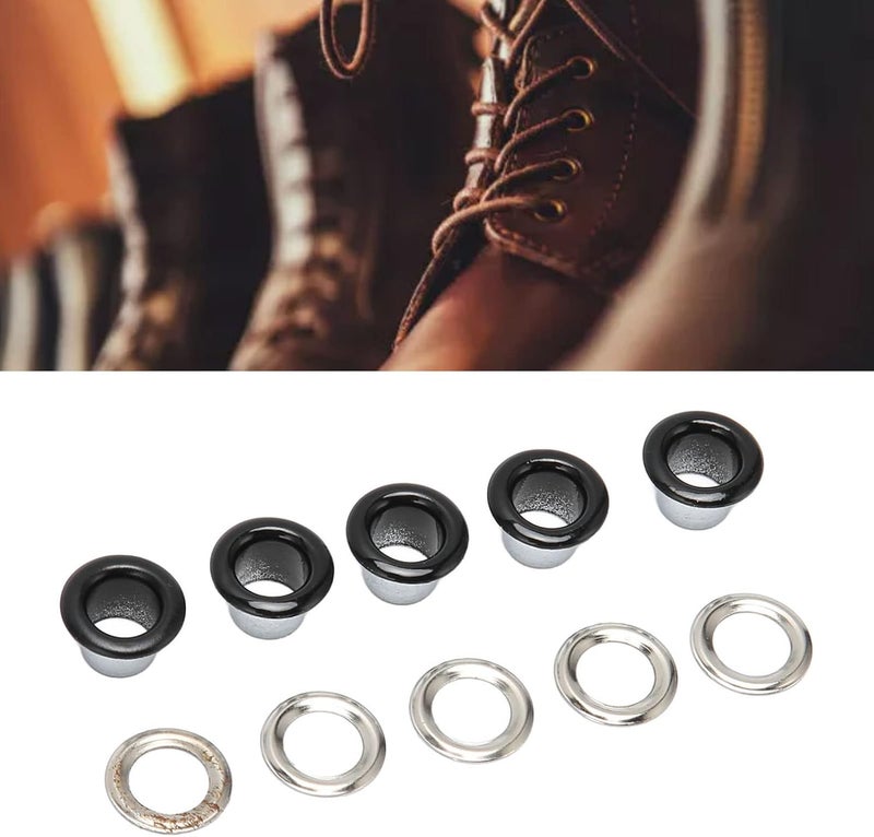 500 Sets Grommet Kit 6mm Round Copper Eyelet Kit, Multi Purpose Leather Grommets for Shoes Bags Clothing Repair and DIY Craft with Washers, Easy Install Punch Set (Bright Black) - Image 3