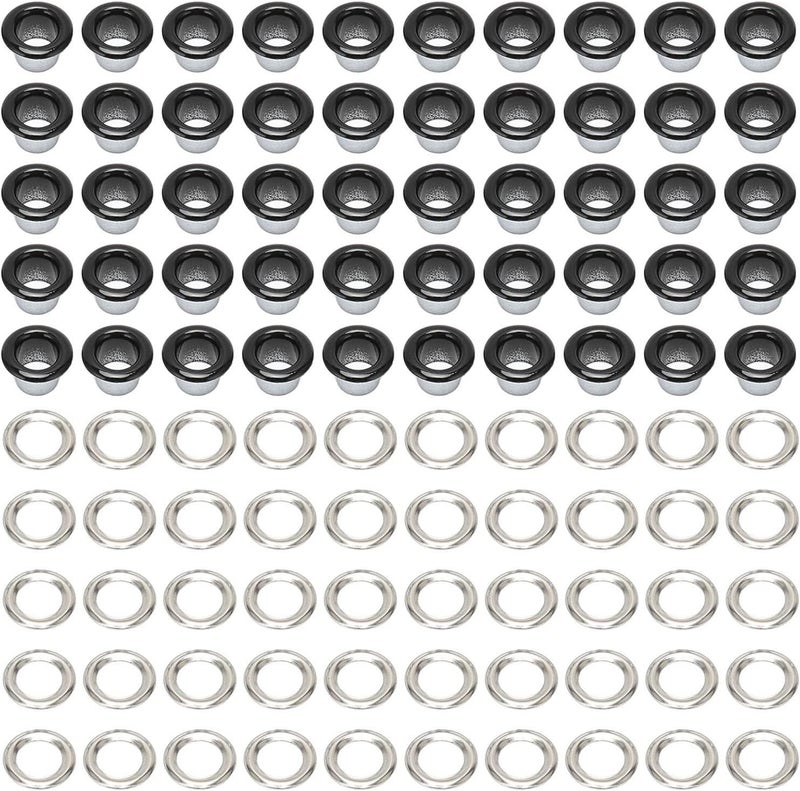 500 Sets Grommet Kit 6mm Round Copper Eyelet Kit, Multi Purpose Leather Grommets for Shoes Bags Clothing Repair and DIY Craft with Washers, Easy Install Punch Set (Bright Black) - Image 1