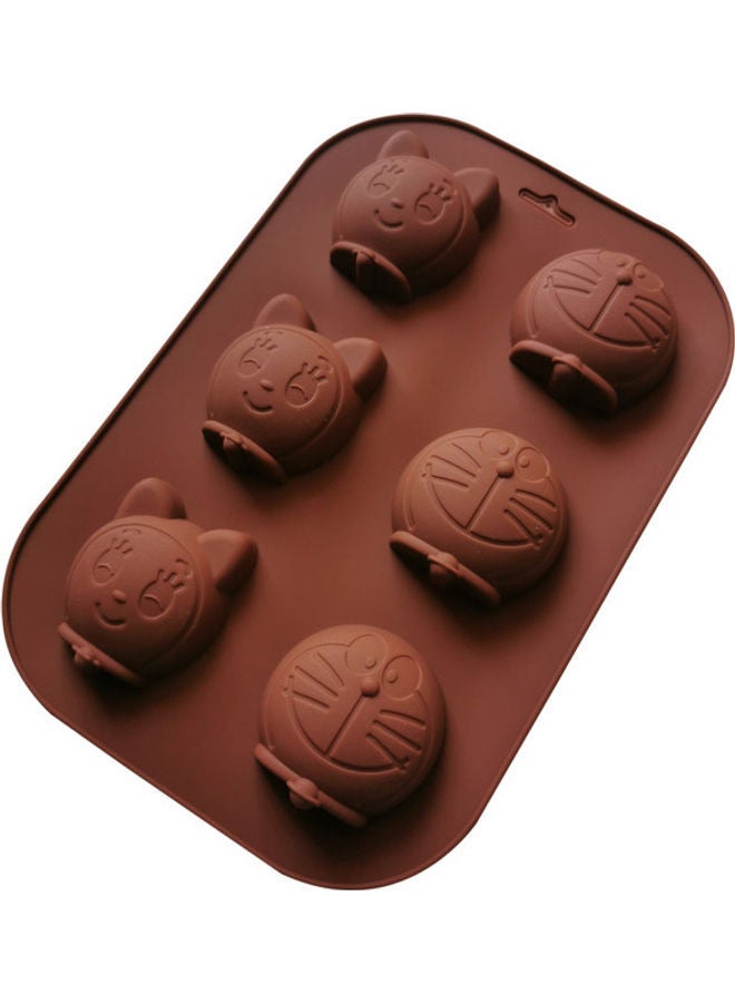 NIBEMINENT 6-Cavity Cat And Doremon Shaped Silicone Cake Mould Brown 16 x 23cm - Image 2