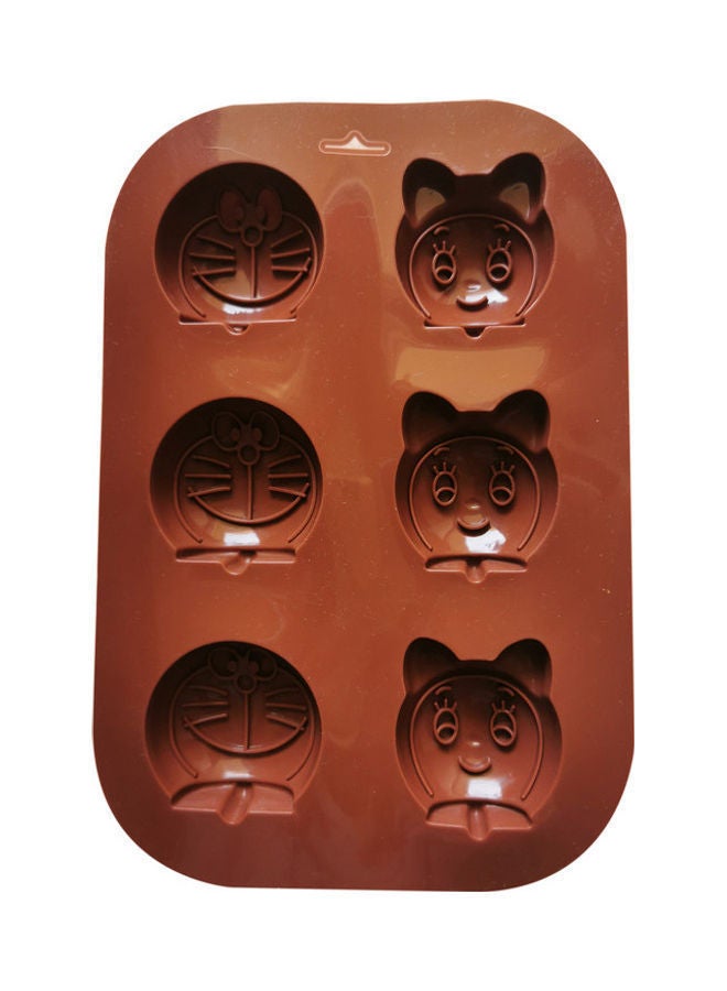 NIBEMINENT 6-Cavity Cat And Doremon Shaped Silicone Cake Mould Brown 16 x 23cm - Image 3