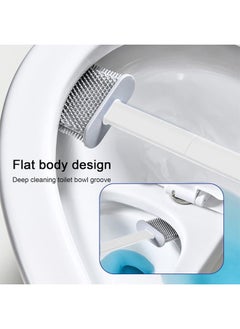 Hihonor Toilet Brush and Holder with 3 Type Brush (Round Silicone Brush+Flat Silicone Brush+Slit Brush), Toilet Cleaner Brush Clean Every Corner of The Toilet, Bathroom Cleaning Bowl Brush Kit (White)  - Image 2