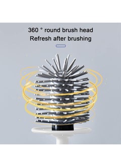 Hihonor Toilet Brush and Holder with 3 Type Brush (Round Silicone Brush+Flat Silicone Brush+Slit Brush), Toilet Cleaner Brush Clean Every Corner of The Toilet, Bathroom Cleaning Bowl Brush Kit (White)  - Image 4